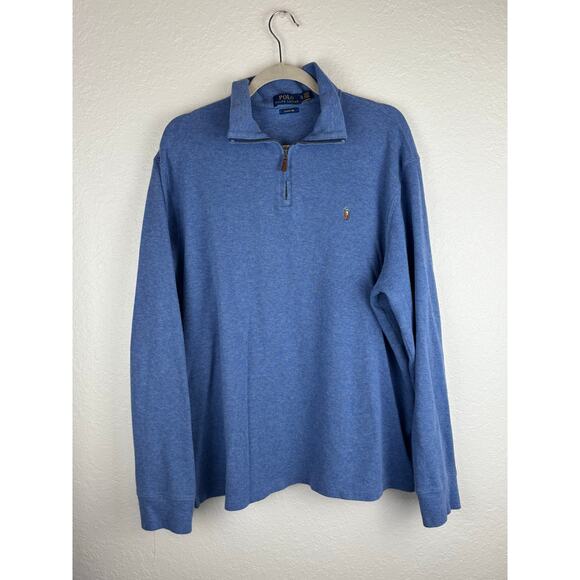 Polo Ralph Lauren Other - Polo Ralph Lauren Rib Estate Blue Long Sleeve 1/2 Zip Pullover Size XL